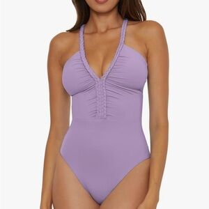 Lavender Braided Strap One-Piece Swimsuit